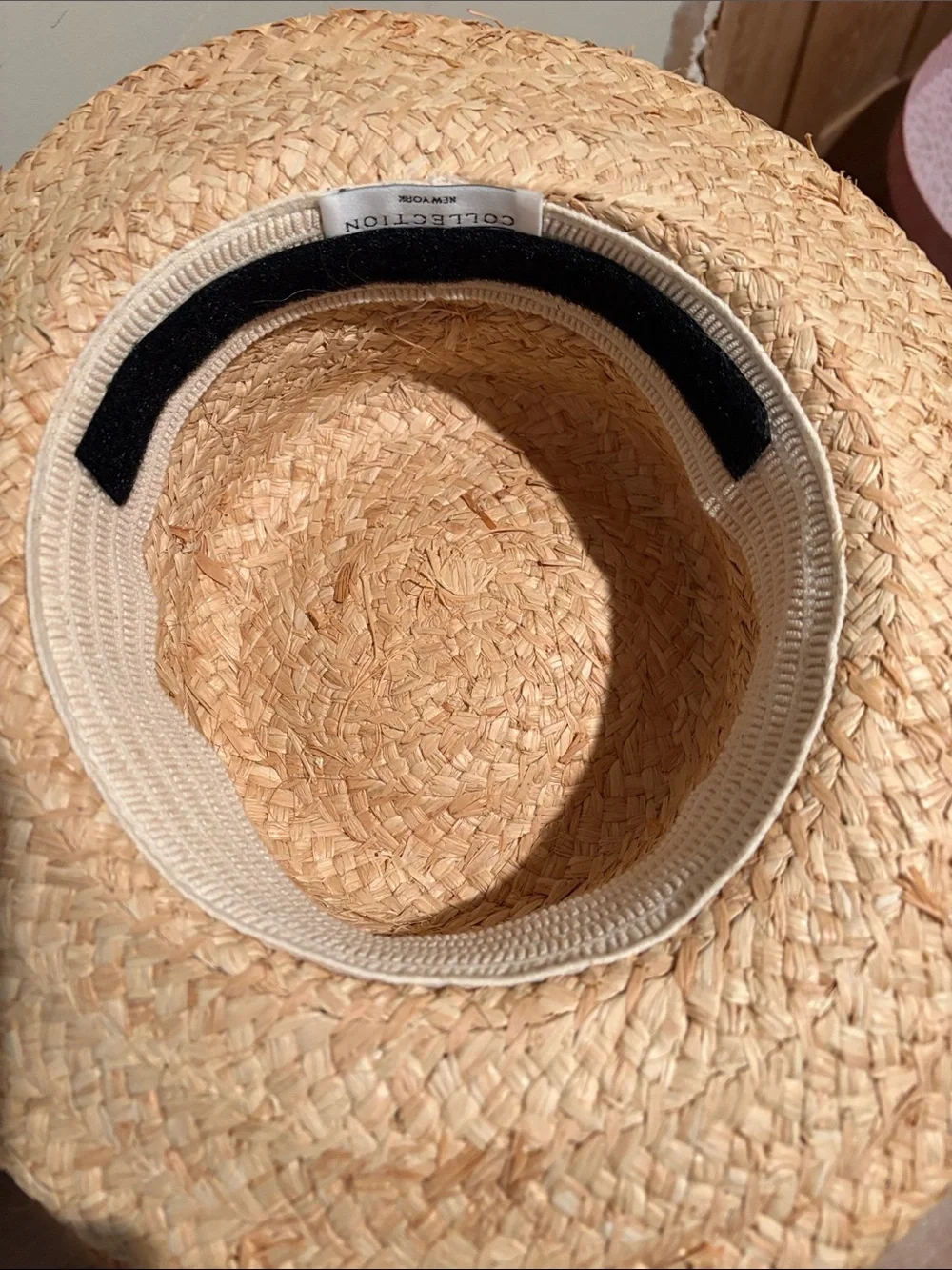 Straw Boater Hat with Pink Floral Accent
